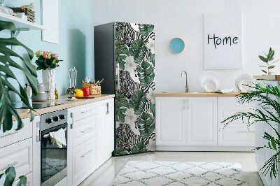 Magnetic fridge cover Zebra in leaves