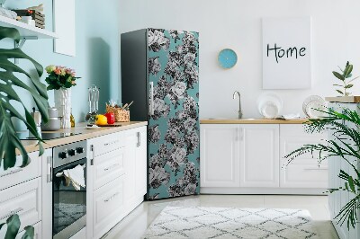 Decoration fridge cover Black and white roses