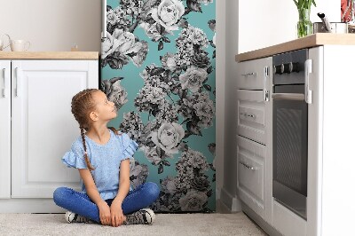 Decoration fridge cover Black and white roses