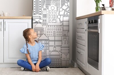 Decoration fridge cover Drawn city