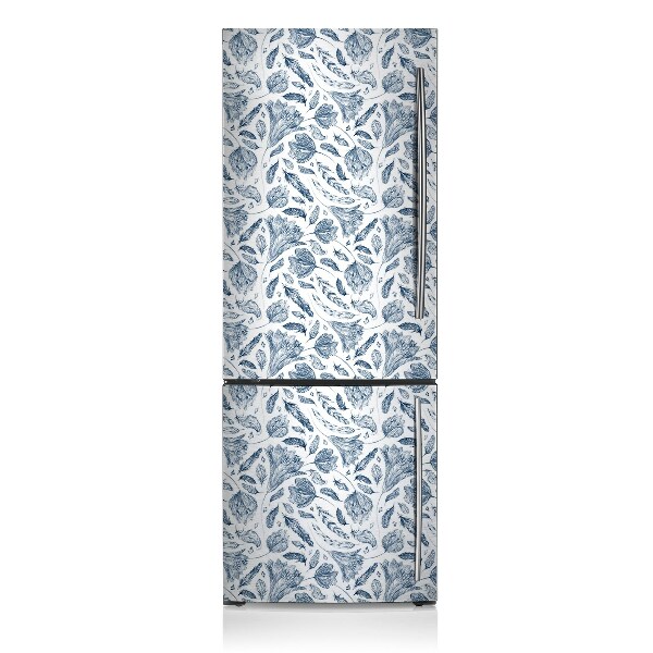 Decoration fridge cover Blue leaves