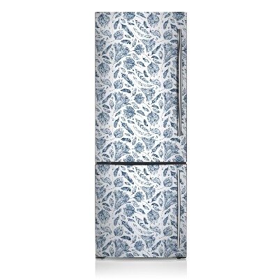 Decoration fridge cover Blue leaves