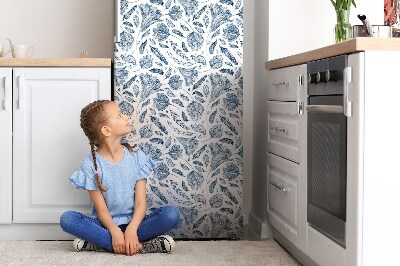 Decoration fridge cover Blue leaves