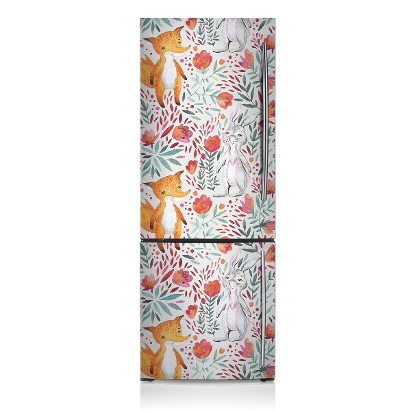 Magnetic fridge cover Fox and rabbits