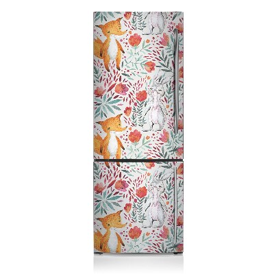 Magnetic fridge cover Fox and rabbits