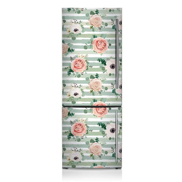 Magnetic fridge cover Striped roses