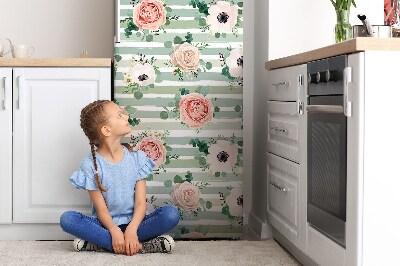 Magnetic fridge cover Striped roses