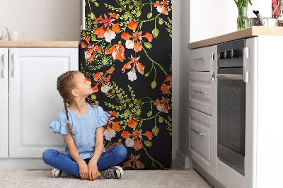 Magnetic fridge cover Red flowers