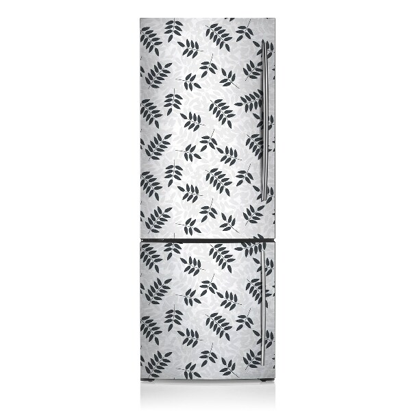 Magnetic fridge cover Black gray leaves