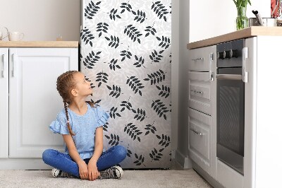 Magnetic fridge cover Black gray leaves