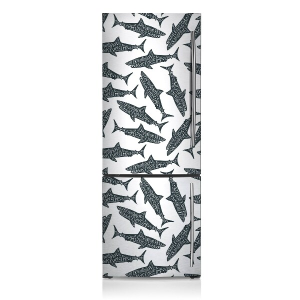 Magnetic fridge cover Typographic sharks