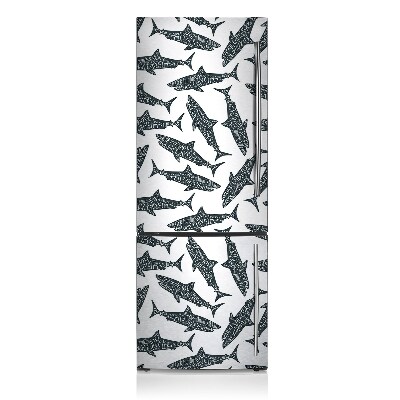 Magnetic fridge cover Typographic sharks