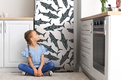 Magnetic fridge cover Typographic sharks