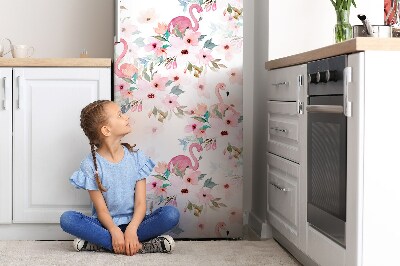 Decoration fridge cover Flamingo flowers