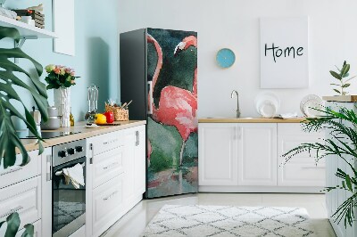 Decoration fridge cover Painted flamingo