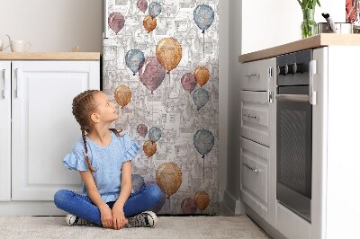 Magnetic fridge cover Balloons and houses