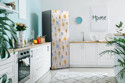 Magnetic fridge cover Houses under the trees