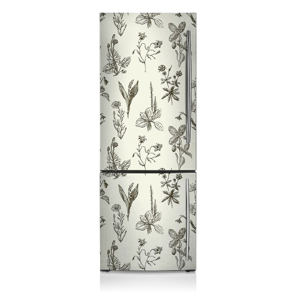 Decoration fridge cover Sketched flowers