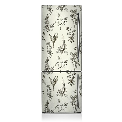 Decoration fridge cover Sketched flowers