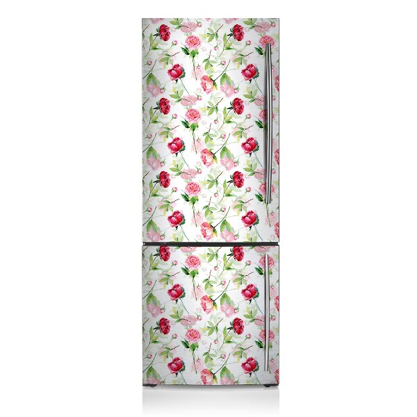 Magnetic fridge cover Red flowers