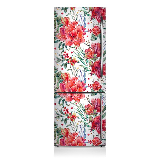 Magnetic fridge cover Red flowers