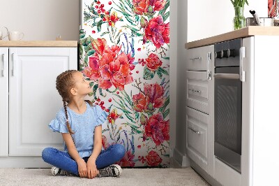 Magnetic fridge cover Red flowers