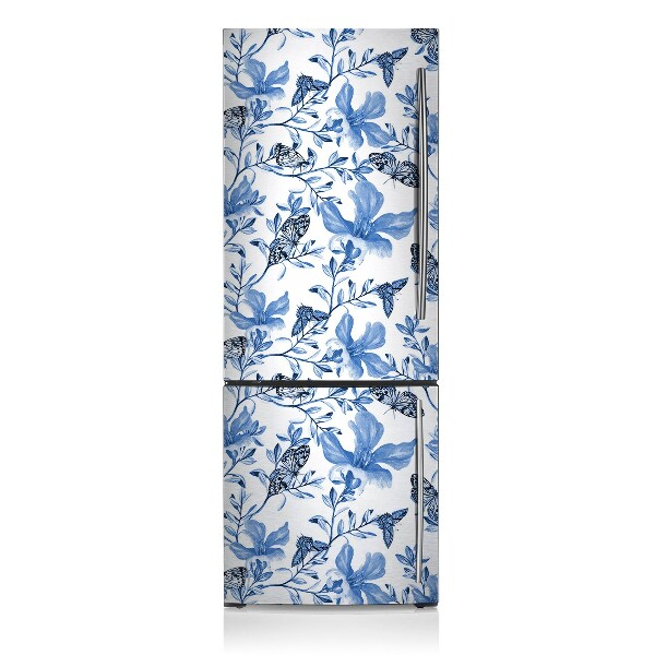 Magnetic fridge cover Blue flowers