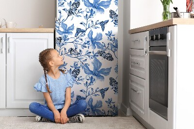 Magnetic fridge cover Blue flowers