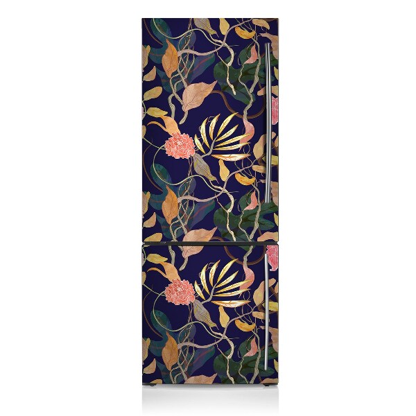 Decoration fridge cover Painted flowers and leaves