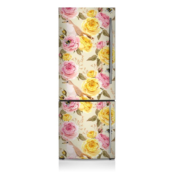 Magnetic fridge cover Birds and roses