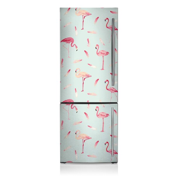 Magnetic fridge cover Flamingos and feathers