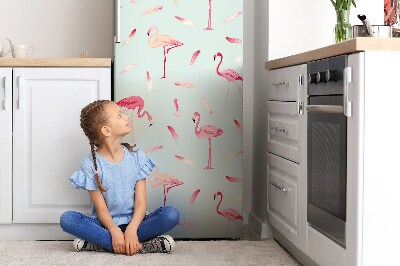 Magnetic fridge cover Flamingos and feathers