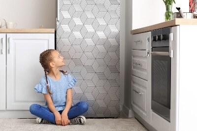 Magnetic fridge cover Gray 3d cubes