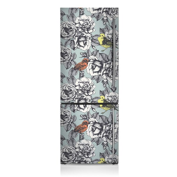 Magnetic fridge cover Roses and birds