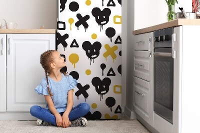 Magnetic fridge cover Black graffiti