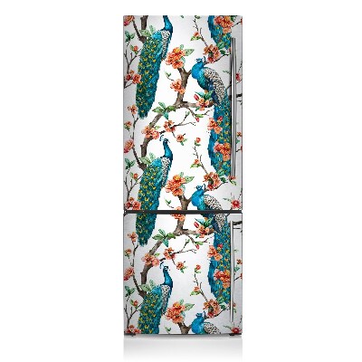 Magnetic fridge cover Peacocks and flowers