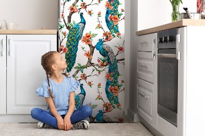 Magnetic fridge cover Peacocks and flowers