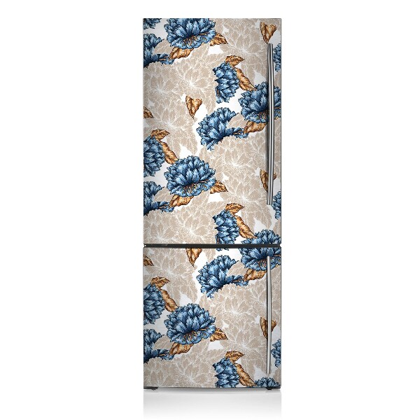 Magnetic fridge cover Blue flowers