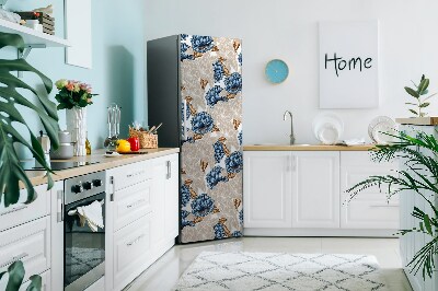 Magnetic fridge cover Blue flowers