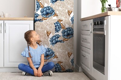 Magnetic fridge cover Blue flowers