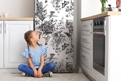 Decoration fridge cover Black and white garden