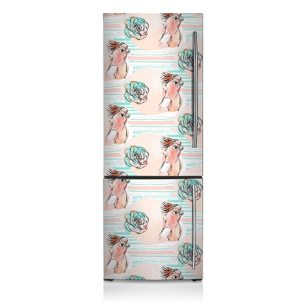 Decoration fridge cover Pink parrots