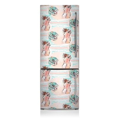 Decoration fridge cover Pink parrots