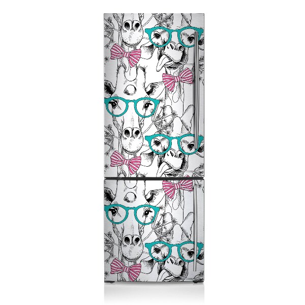 Decoration fridge cover Giraffes with glasses