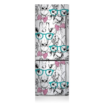 Decoration fridge cover Giraffes with glasses