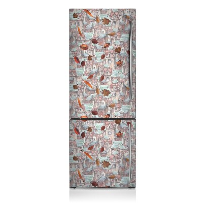 Decoration fridge cover Autumn city