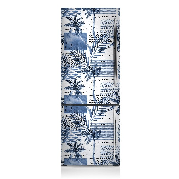 Decoration fridge cover Blue palm trees