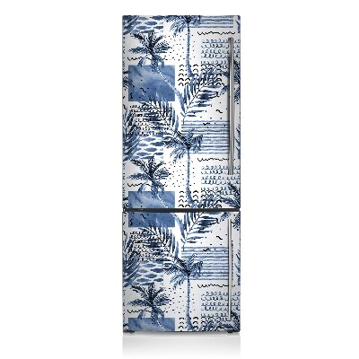 Decoration fridge cover Blue palm trees