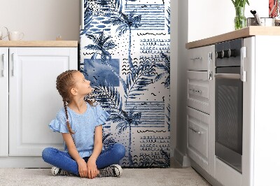 Decoration fridge cover Blue palm trees