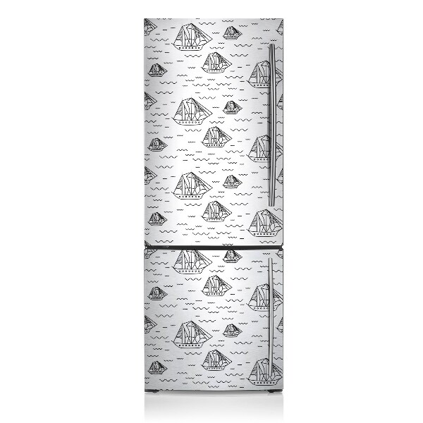 Magnetic fridge cover Sailboats at sea